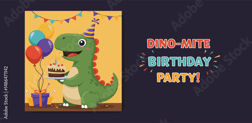 dino mite dinosaur birthday card invitation. You can print it 