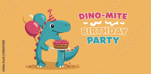 dino mite dinosaur birthday card invitation. You can print it 
