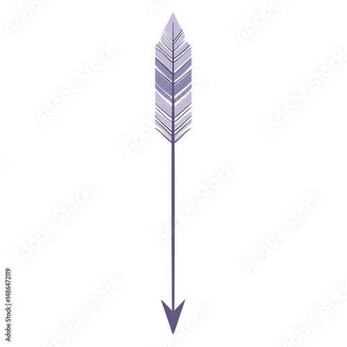 Contemporary Arrow with Minimalist Vector Lines in Purple Isolated on Transparent Background