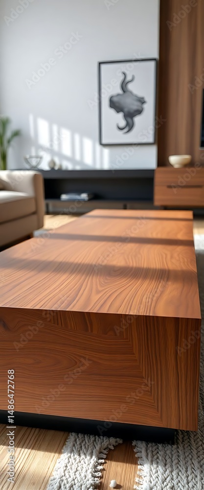 Fototapeta premium living room with a large wooden coffee table