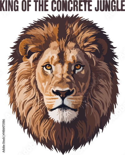 king of jungle lion face isolated on white