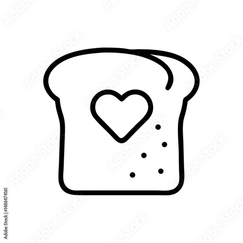 Whole grain bread slice with heart shape and grain details  