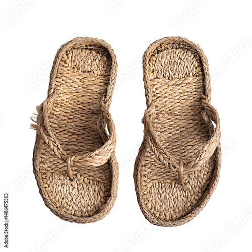 Bohemian Espadrille Sandals with Organic Woven Text Isolated on Transparent Background