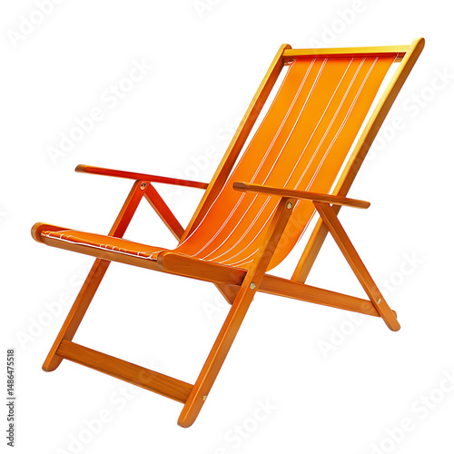 Modern Reclining Wooden Beach Chair with a Compact Isolated on Transparent Background