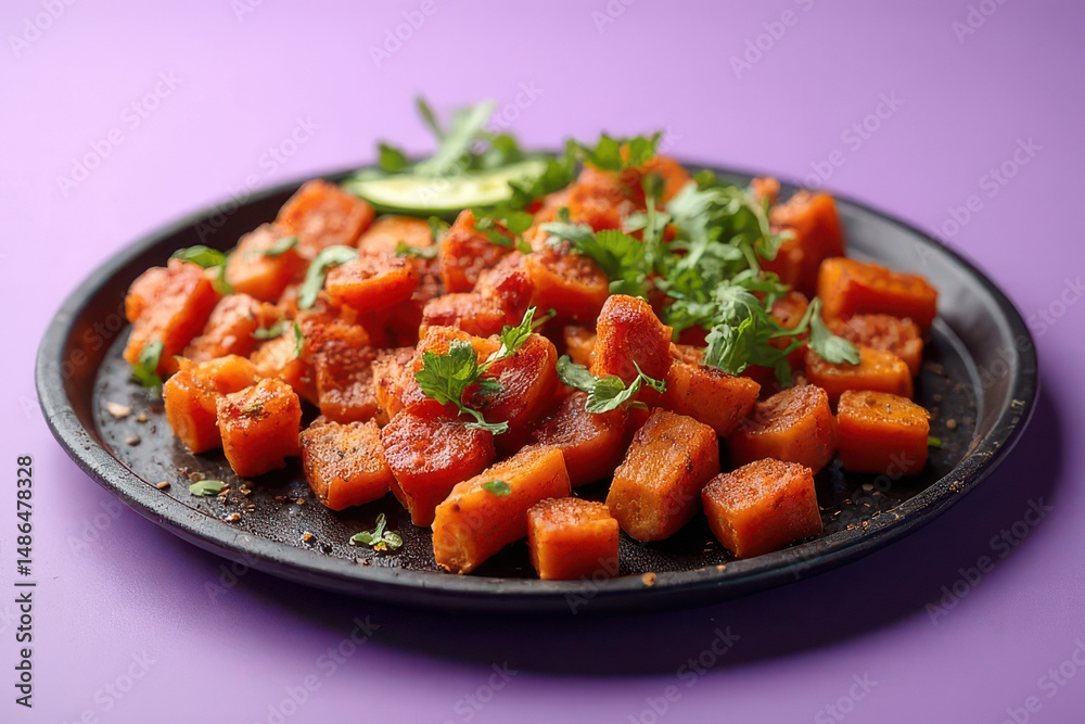 Tempting Sizzling Fajita Platter Food Photography: Soft Lilac Background, Clean Style, Overcast Natural Light, High Resolution Tempting Sizzling Fajita Platter Food Photography: Soft Lilac Background, Clean Style, Overcast Natural Light, High Resolution