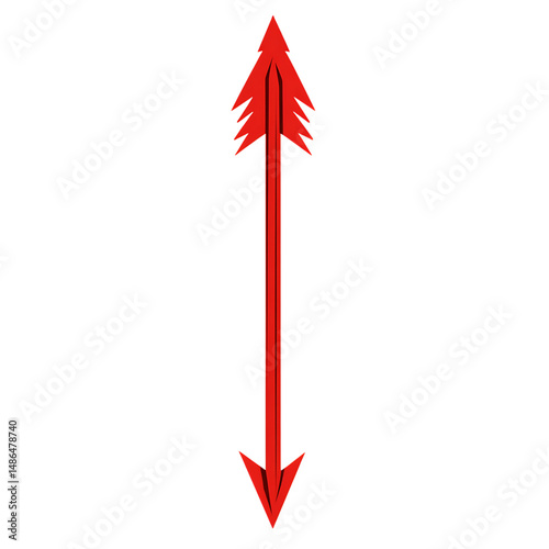 Modern Arrow with Sharply Defined Edges in Bold Red Isolated on Transparent Background