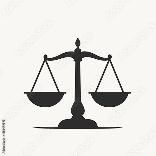 Traditional balance scale in minimalist black silhouette design  