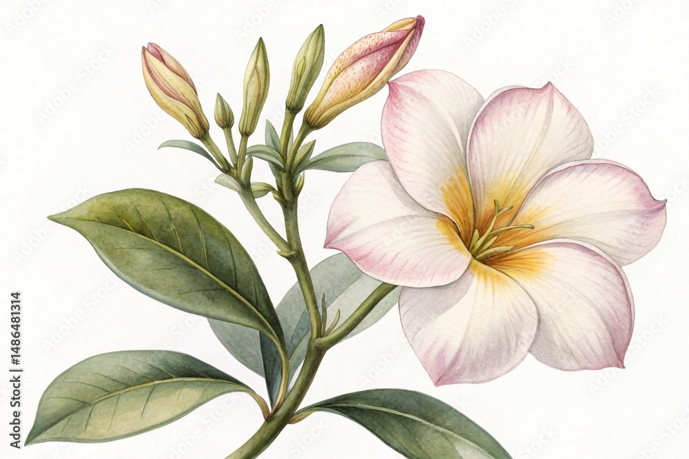 Fototapeta premium Gordonia lisianthus Flower, watercolor clipart illustration with isolated background