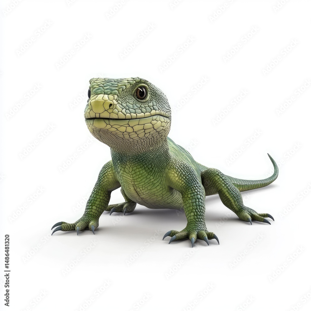 Obraz premium Close-up view of a small, green reptile.