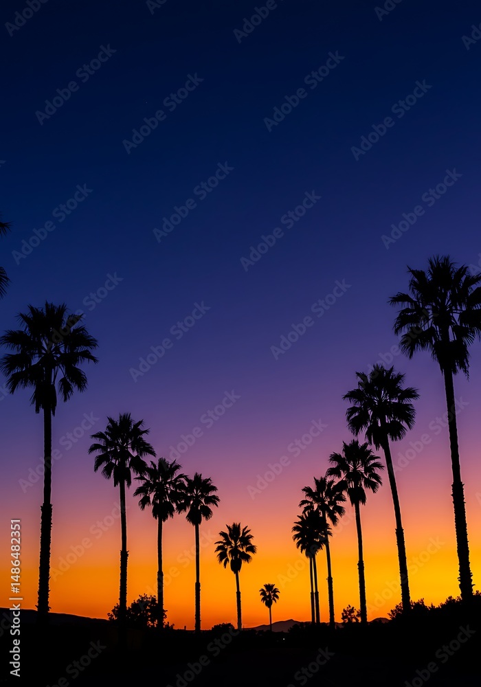 Naklejka premium Sunset Silhouette Serenade AI Generated