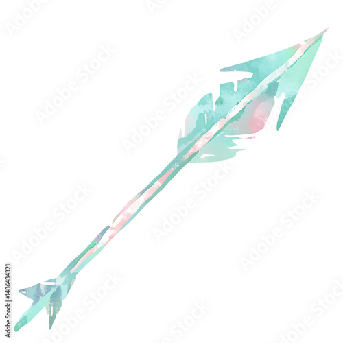 Artistic Arrow with Freeform Lines in Pastel Mint C Isolated on Transparent Background