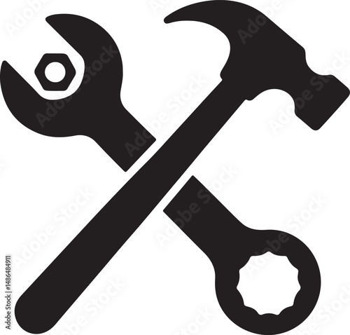 Hammer and Wrench Icon, Repair Symbol
