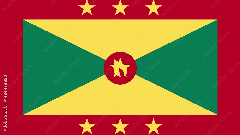 grenada flag with animated light sweep