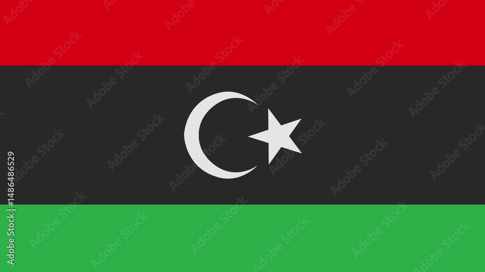 libya flag with animated light sweep