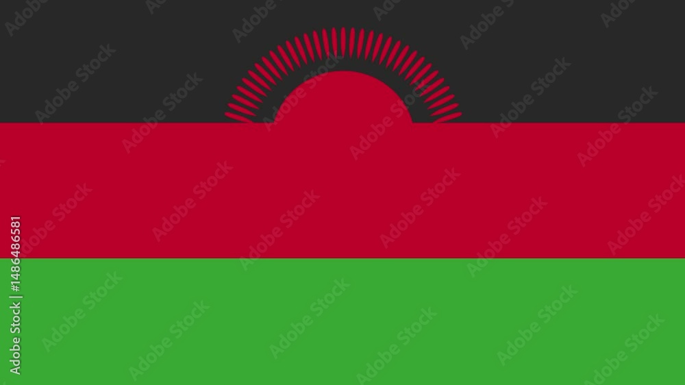 malawi flag with animated light sweep