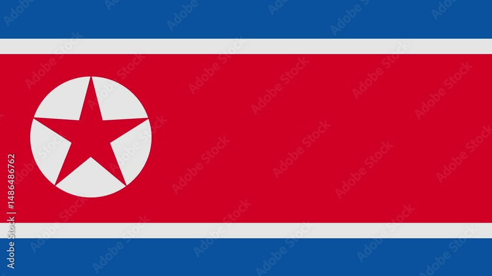 north korea flag with animated light sweep
