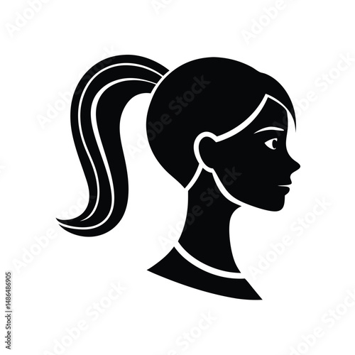 Woman profile silhouette high ponytail hair style