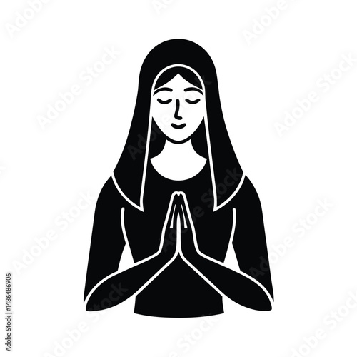 Woman praying in headscarf religious faith hope
