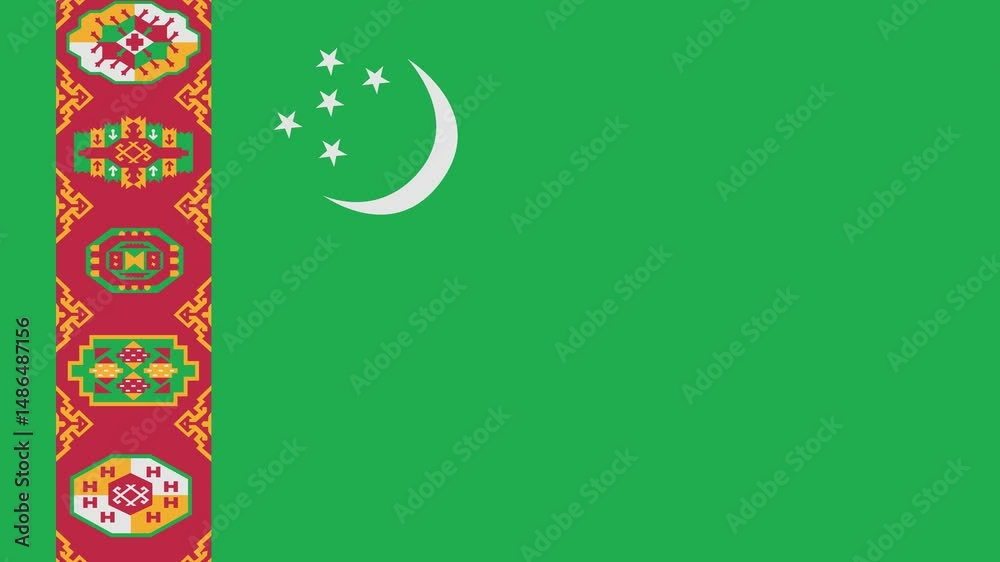 turkmenistan flag with animated light sweep
