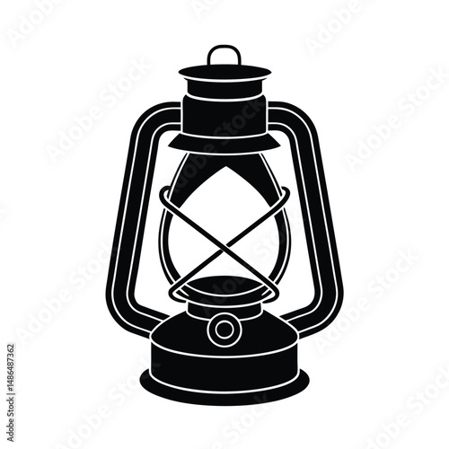 Vintage oil lantern black silhouette design