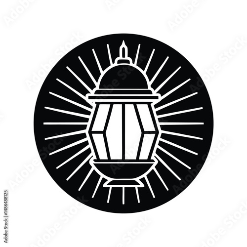 Elegant lantern design radiant light source symbol