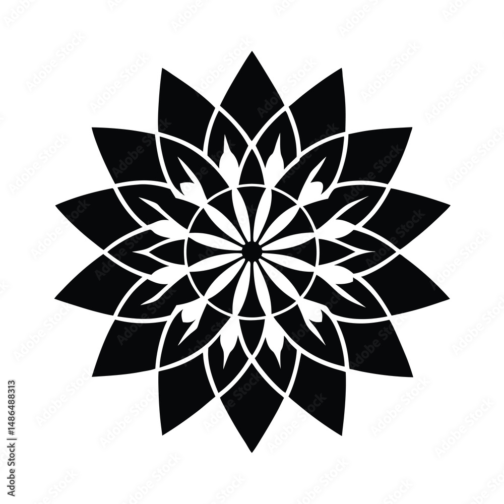 Obraz premium Black and white abstract floral mandala design