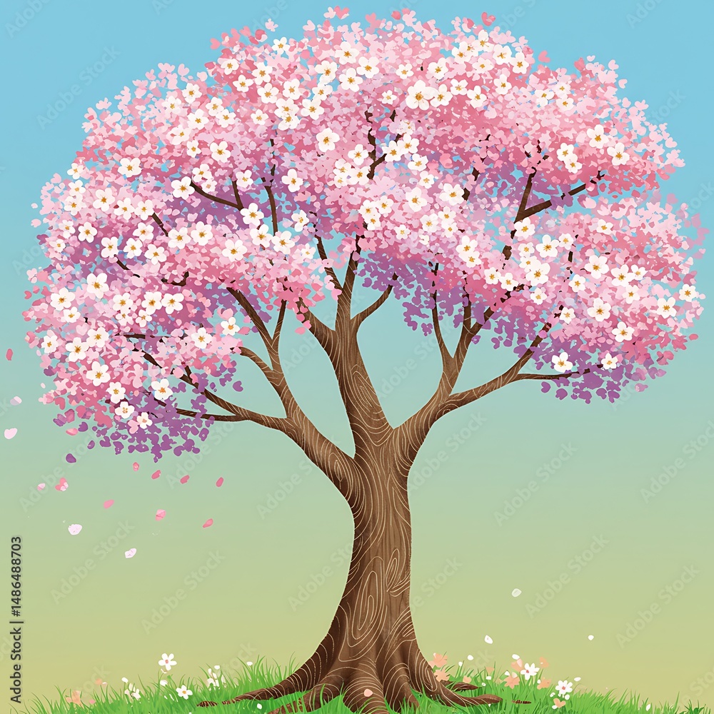 Fototapeta premium Pink Blossom's Whisper AI Generated