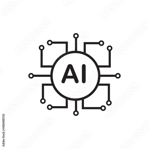Ai chip icon . computer microchip vector symbol. semiconductor micro chip hardware sign. robot brain artificial intelligence processor vector icon. AI system icon illustration vector