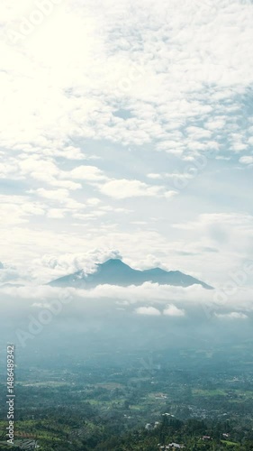 4K Vertical Footage of Majestic Morning Mountain View from Drone 