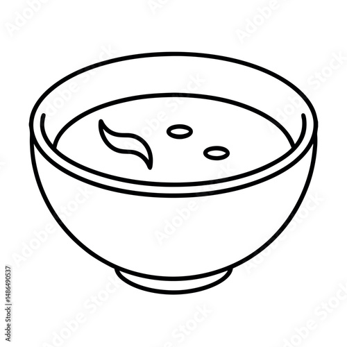 Soup Bowl with White Background Outline