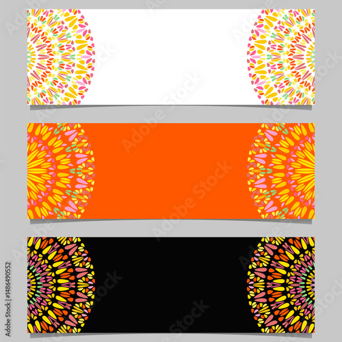 Horizontal geometrical gemstone mandala banner background set