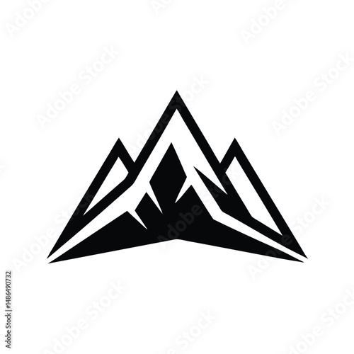 Abstract black mountain peak logo design
