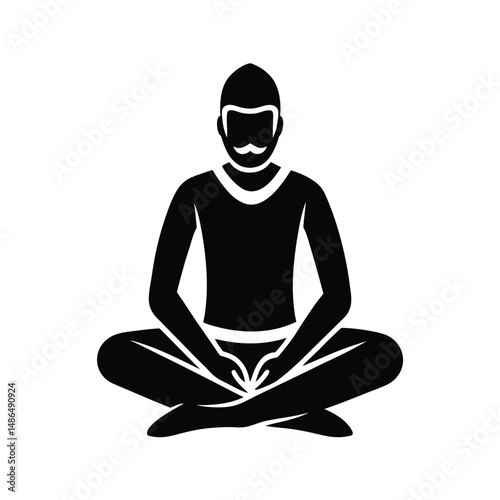 Man meditating in lotus position simple icon