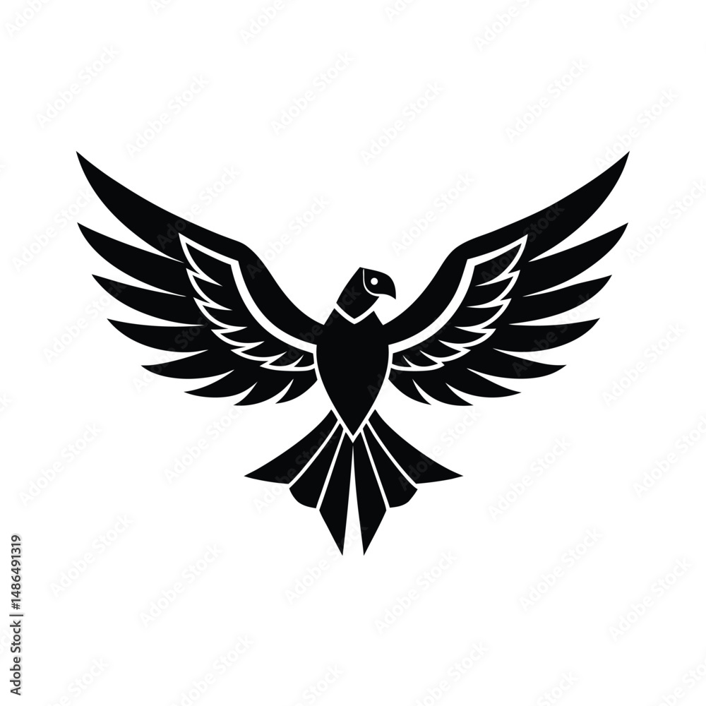 Obraz premium Majestic black eagle soaring wings spread wide