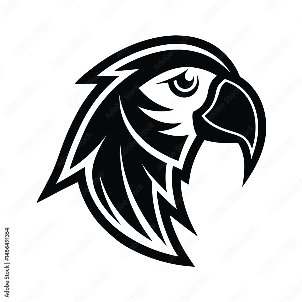 Fototapeta premium Majestic black and white eagle head logo design