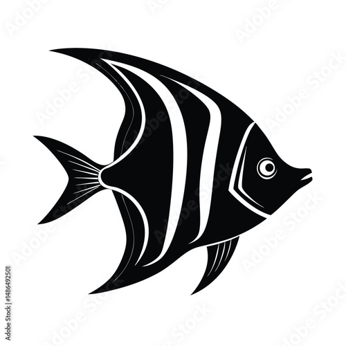 Elegant black and white moorish idol fish illustration
