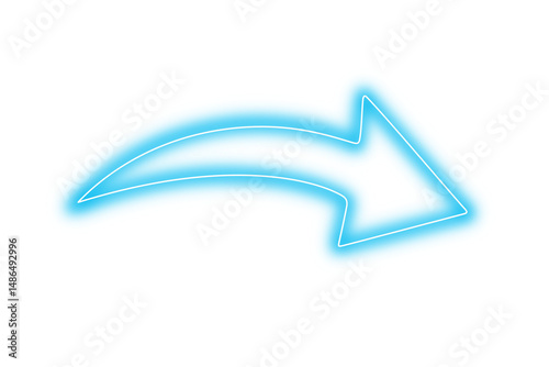 Teal blue neon glowing arrow curved direction pointer symbol and modern light sign on transparent background Free Download Teal blue neon glowing arrow curved direction pointer symbol and modern light sign on transparent background - GFXLoad