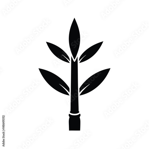 Simple black silhouette bamboo plant icon design