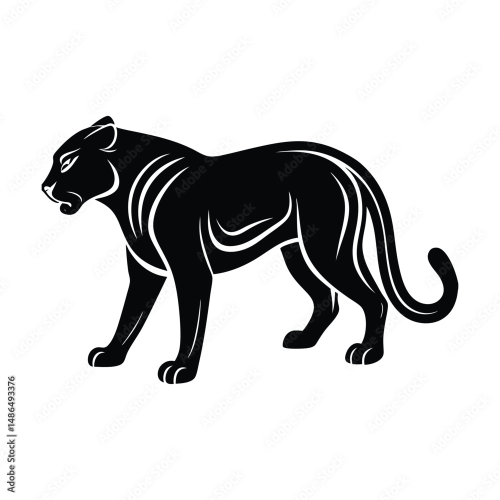 Fototapeta premium Majestic black panther silhouette wild cat animal