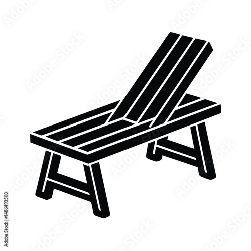 Simple wooden beach lounger summer relaxation chair
