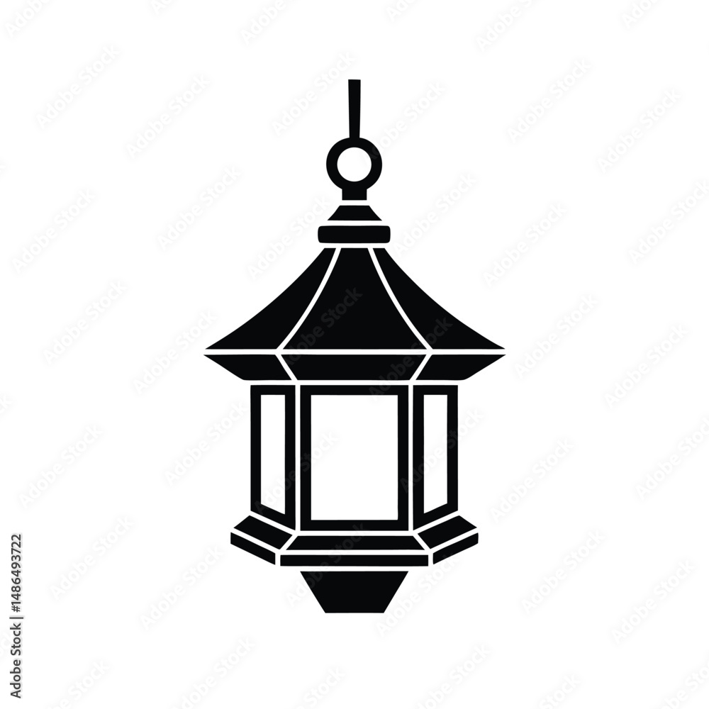 Naklejka premium Elegant black hanging lantern ramadan decor