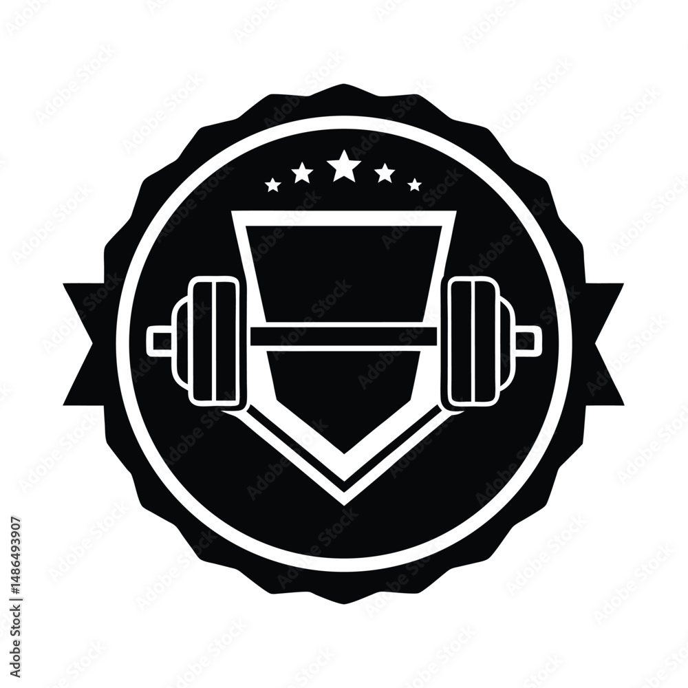 Obraz premium Fitness badge weightlifting strength training gym