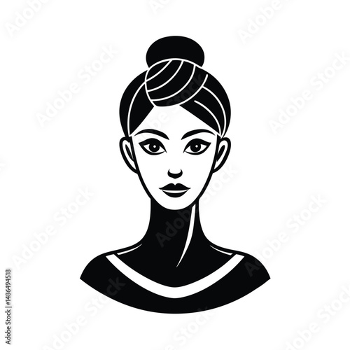 Elegant woman portrait simple black and white style