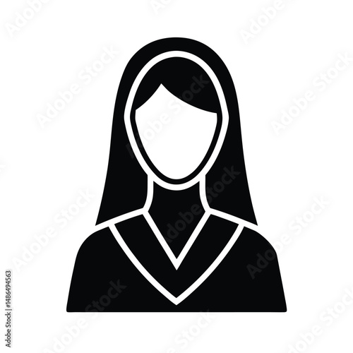 Woman in hijab, simple black icon, avatar