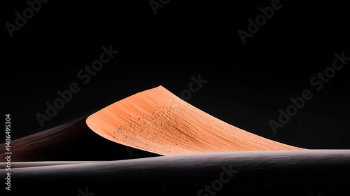 Dark Orange Sand Dune Against Black Night Sky