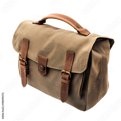 Classic Canvas Bag with a Robust Build and Subtle R Isolated on Transparent Background