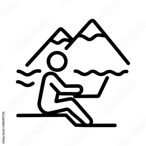 Icon man working in mountains on white background vector
Vector icon remote work freelance