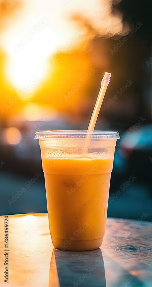 Sunset Mango Smoothie Outdoor Cafe. Sunset Mango Smoothie Outdoor Cafe.