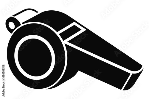 Black Silhouette Graphic of a Sports Referee or Coach Whistle Device