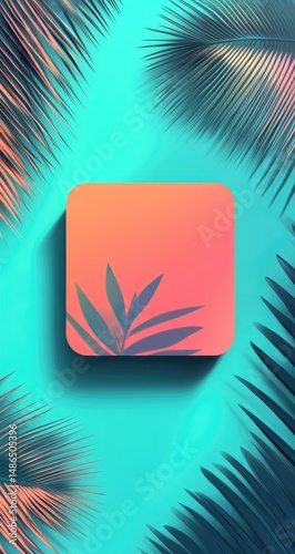 Tropical Palm Leaf Frame Mockup.